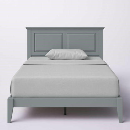 Twin Traditional Solid Oak Wooden Platform Bed Frame with Headboard in Grey - FurniFindUSA
