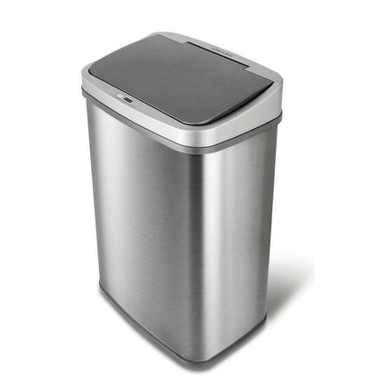 Grey 13-Gallon Stainless Steel Kitchen Trash Can with Motion Sensor Lid - FurniFindUSA