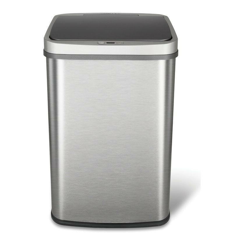 Grey 13-Gallon Stainless Steel Kitchen Trash Can with Motion Sensor Lid - FurniFindUSA