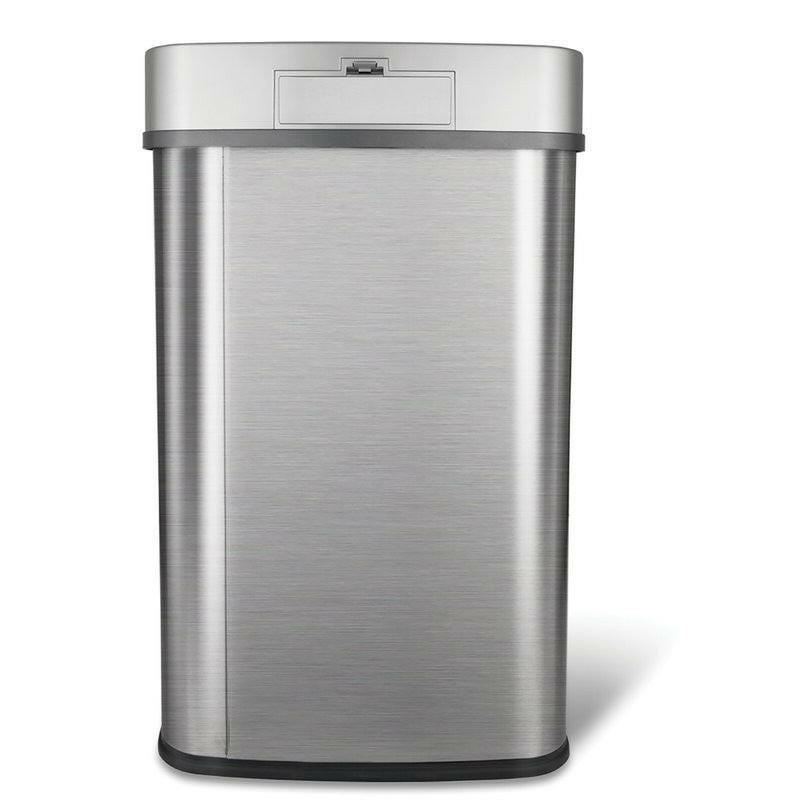 Grey 13-Gallon Stainless Steel Kitchen Trash Can with Motion Sensor Lid - FurniFindUSA