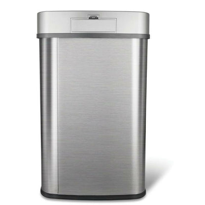 Grey 13-Gallon Stainless Steel Kitchen Trash Can with Motion Sensor Lid - FurniFindUSA