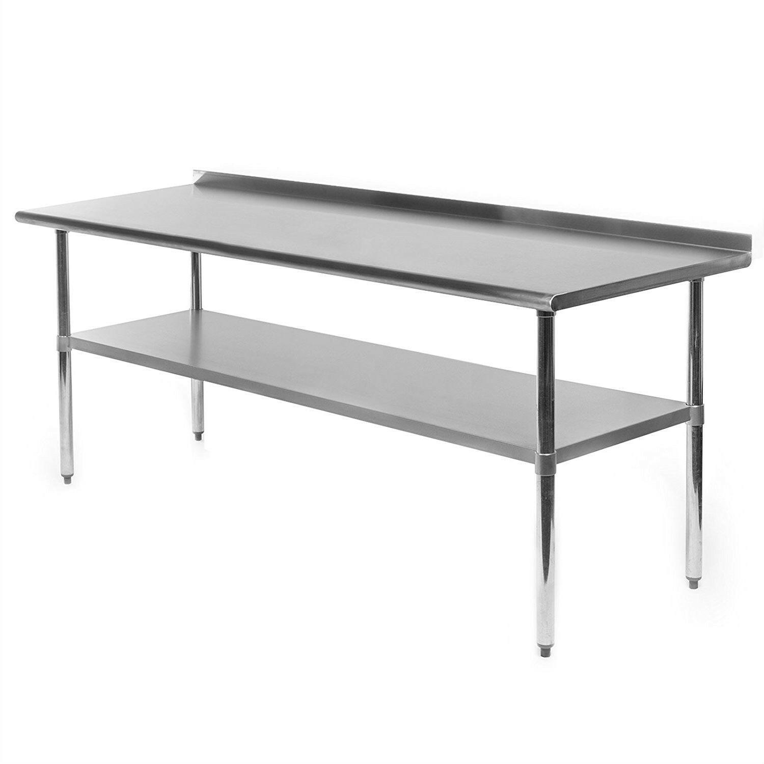 Stainless Steel 72 x 30 inch Kitchen Restaurant Prep Work Table with Backsplash - FurniFindUSA