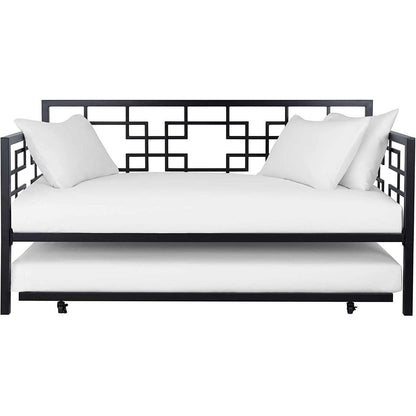 Black Metal Daybed Frame with Twin Pull-Out Trundle Bed - FurniFindUSA