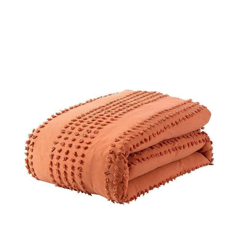 Full/Queen 5-Piece 100-Percent Cotton Clip Dot Comforter Set in Brick Orange - FurniFindUSA