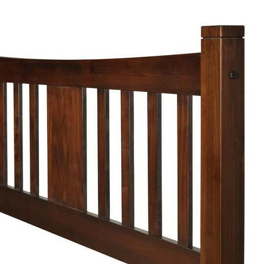 Queen Farmhouse Style Solid Wood Platform Bed Frame with Headboard in Cherry - FurniFindUSA