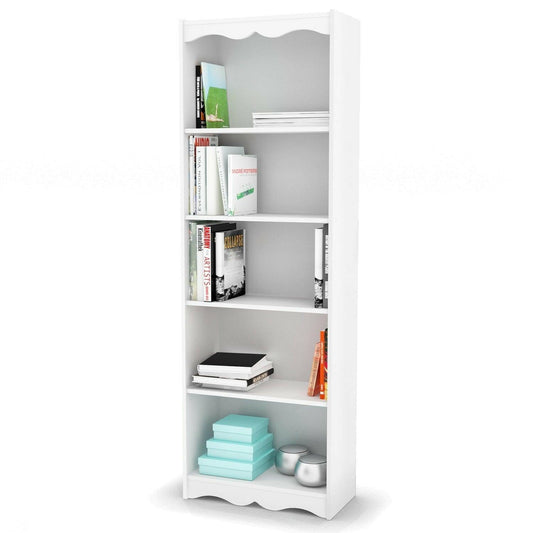 White 72-inch High Bookcase with Soft Arches and 5 Shelves - FurniFindUSA