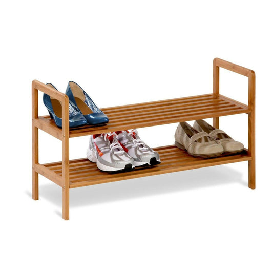 2-Tier Bamboo Shoe Shelf Rack - Holds 6 to 8 Pairs of Shoes - FurniFindUSA