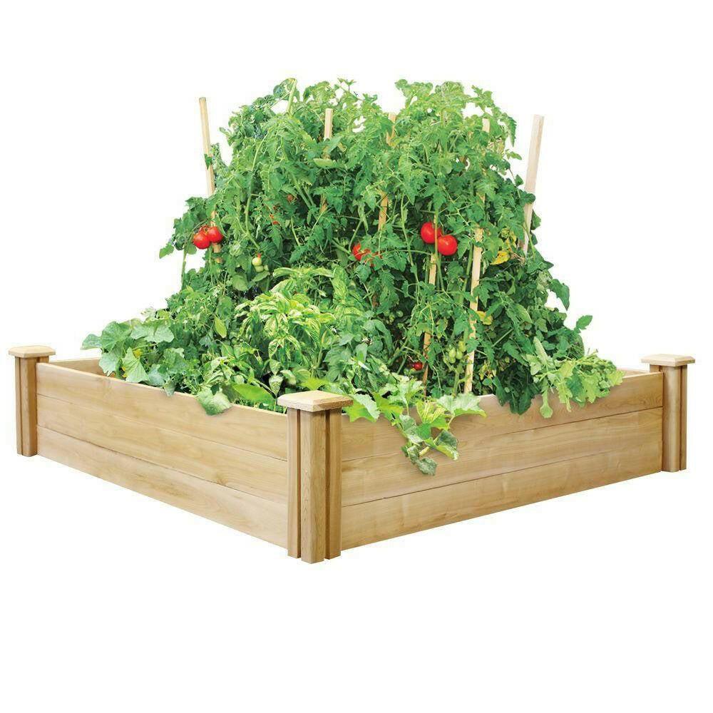 4ft x 4ft Outdoor Cedar Wood Raised Garden Bed Planter Box - Made in USA - FurniFindUSA