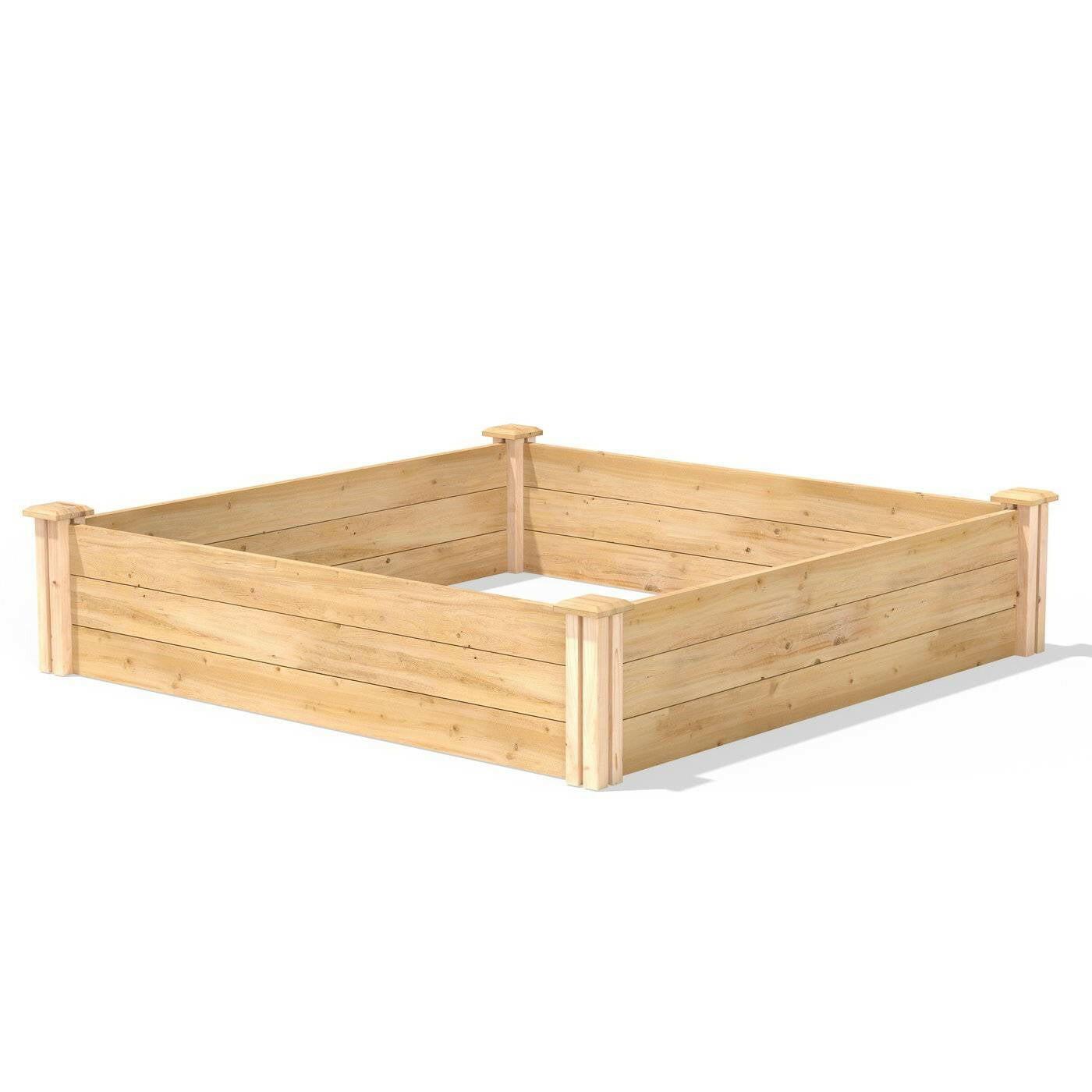 4ft x 4ft Outdoor Cedar Wood Raised Garden Bed Planter Box - Made in USA - FurniFindUSA