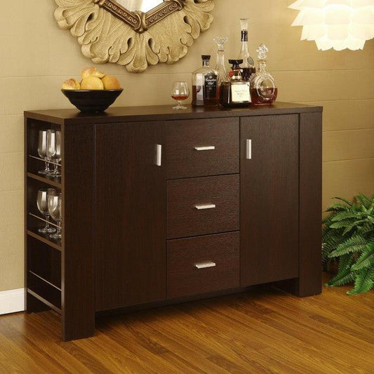 Modern Dining Buffet Sideboard Server in Cappuccino Finish - FurniFindUSA