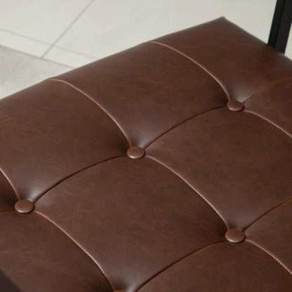 Retro Tufted Faux Leather Metal Frame Accent Chair - Brown - FurniFindUSA