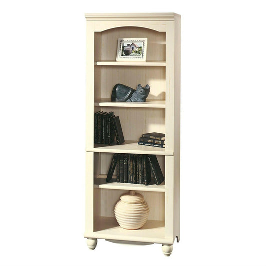 Elegant Display Shelf Bookcase with 5 Shelves in Antique White Wood Finish - FurniFindUSA