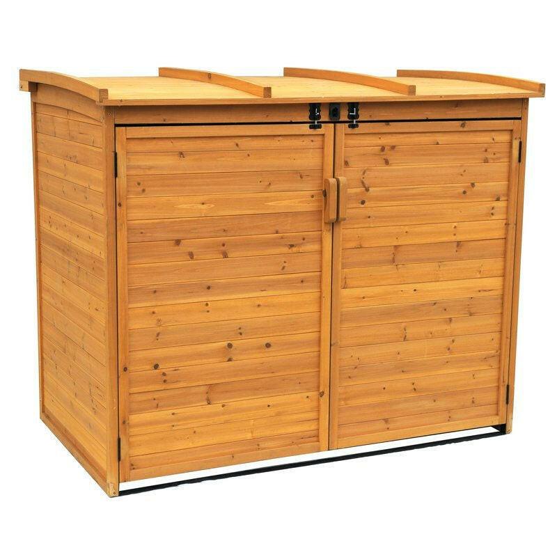 Outdoor 65 x 38 inch Wood Storage Shed for Trash Garbage Recycle Bins - FurniFindUSA