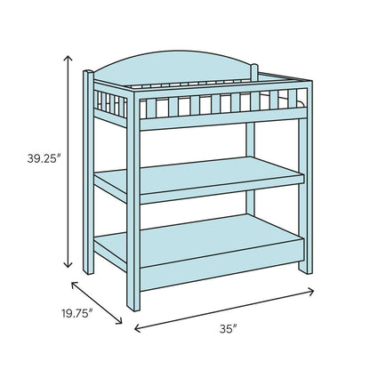 Modern White Wooden Baby Changing Table with Safety Rail Pad and Strap - FurniFindUSA