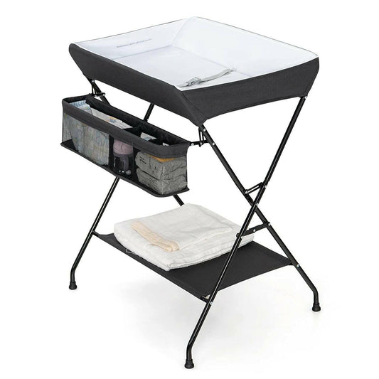 Black Folding  Wide Nursery Diaper Baby  Changing Table - FurniFindUSA