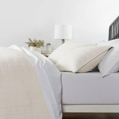 3 Piece Microfiber Farmhouse Coverlet Bedspread Set Ivory, King/California King - FurniFindUSA