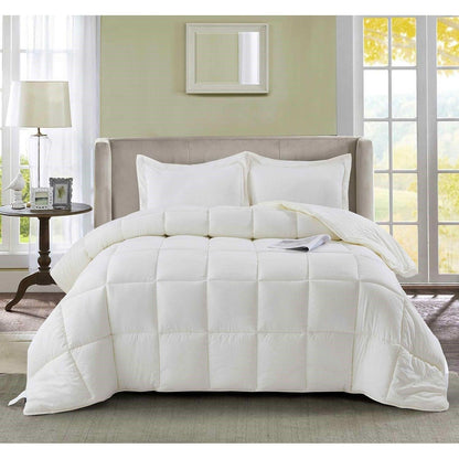 King Size Off White 3 Piece Microfiber Reversible Comforter Set - FurniFindUSA