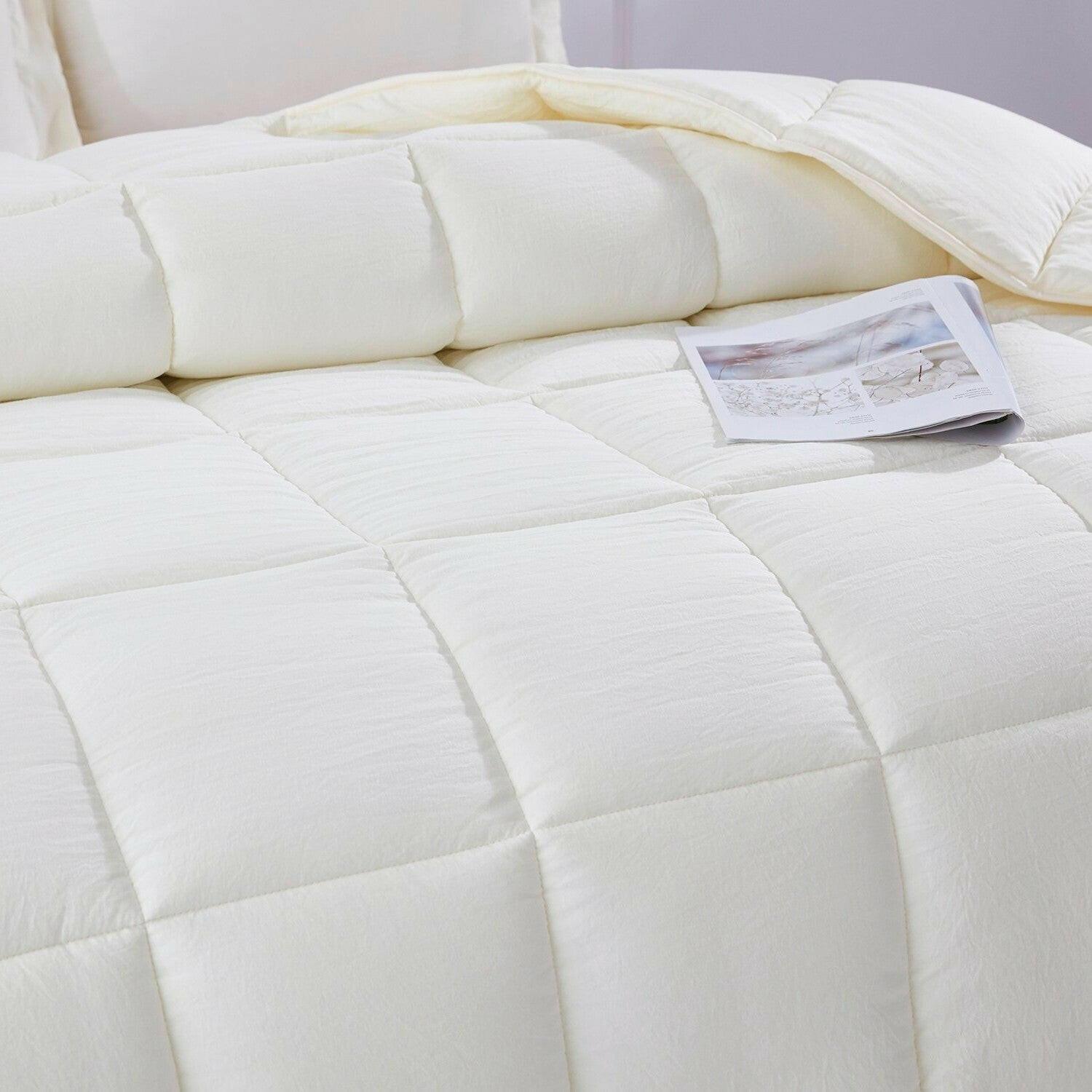 King Size Off White 3 Piece Microfiber Reversible Comforter Set - FurniFindUSA