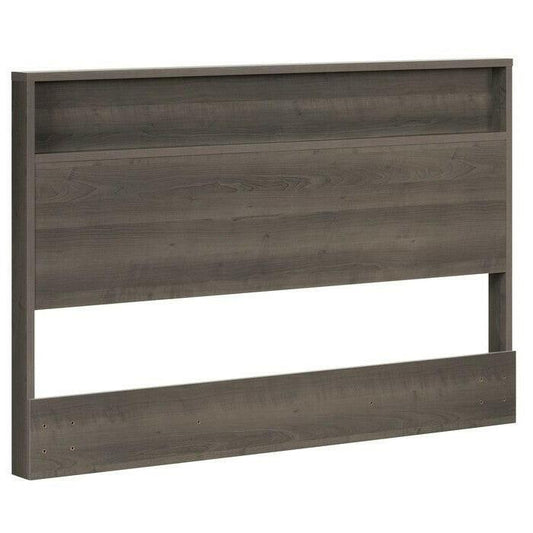 Full/Queen Size Modern Grey Storage Bookcase Panel Headboard - FurniFindUSA