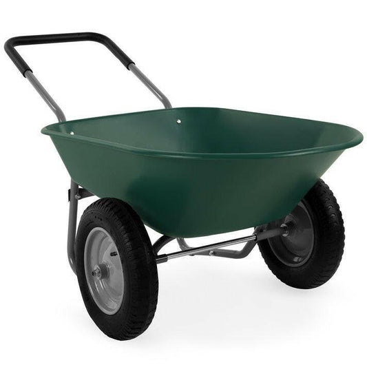 Heavy Duty 2-Wheel Multipurpose Rust Proof Wheelbarrow - Green - FurniFindUSA