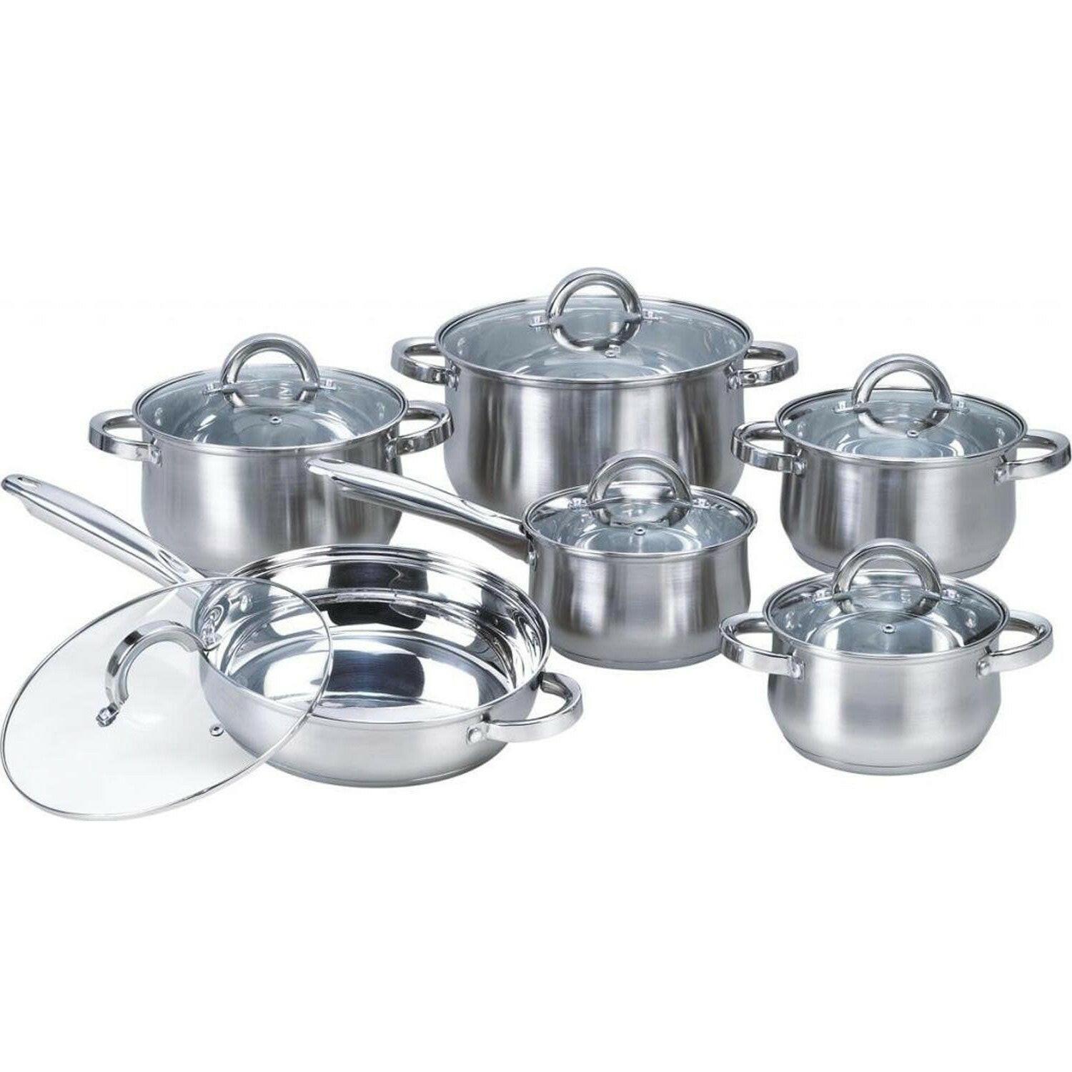 12 Piece Stainless Steel Cookware Set - FurniFindUSA