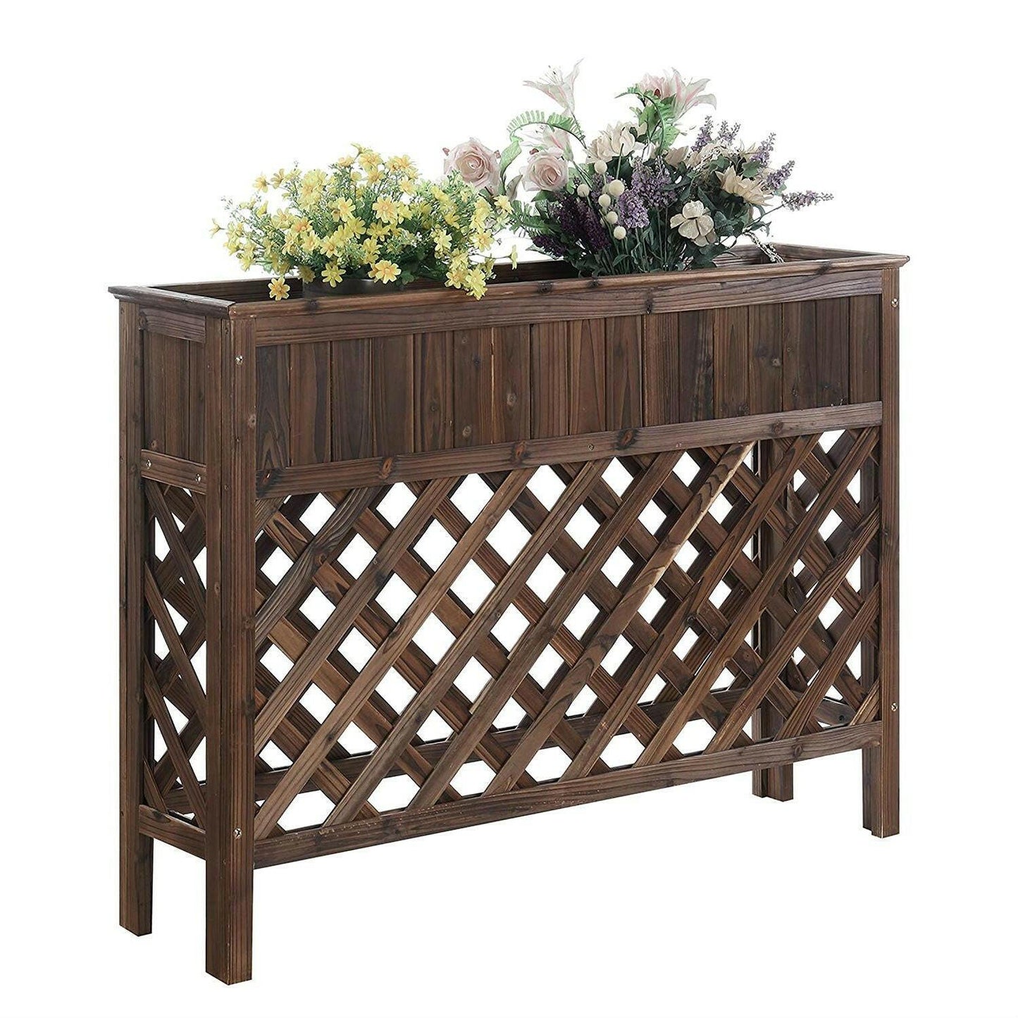 Large Raised Patio Planter Weathered Cedar L 48" x W 12.5" x 35.5" - FurniFindUSA