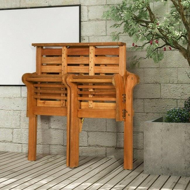 FarmHome Folding 2 Seater Garden Eucalyptus Bench - FurniFindUSA