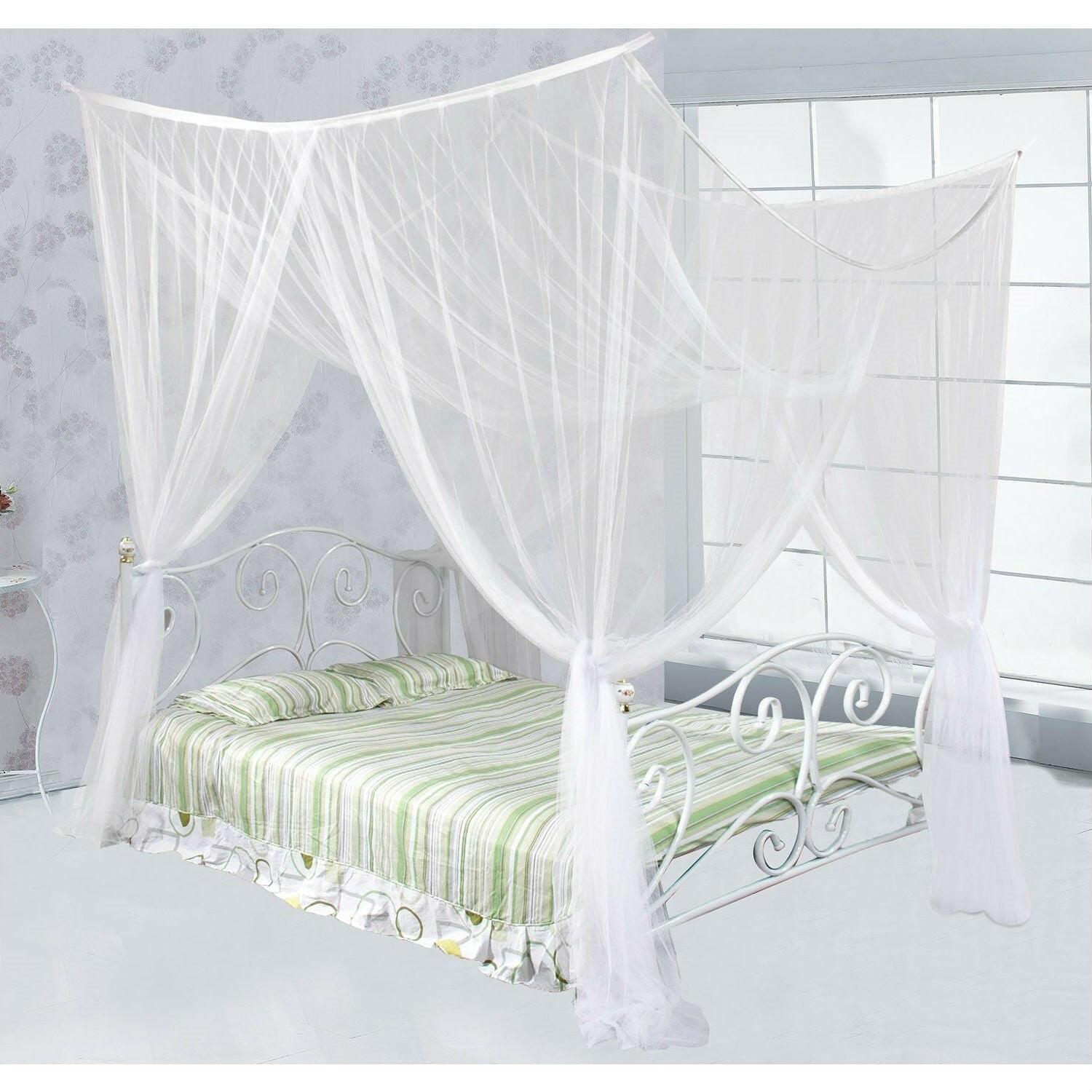 White Mosquito Net Bed Canopy Mesh Netting - size Full Queen King - FurniFindUSA
