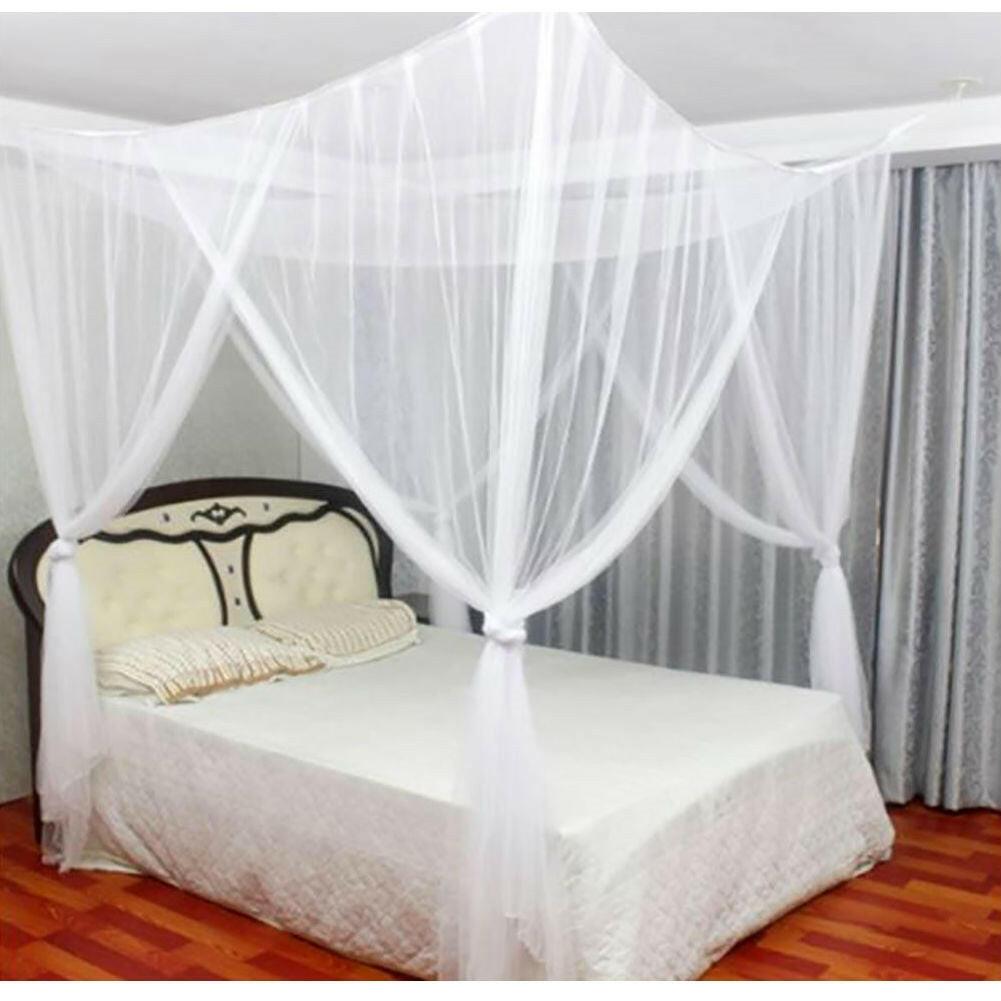 White Mosquito Net Bed Canopy Mesh Netting - size Full Queen King - FurniFindUSA