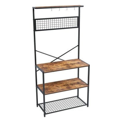 Modern Metal Wood 4-Shelf Kitchen Baker's Rack Microwave Stand - FurniFindUSA