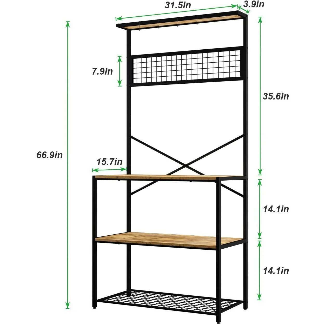 Modern Metal Wood 4-Shelf Kitchen Baker's Rack Microwave Stand - FurniFindUSA