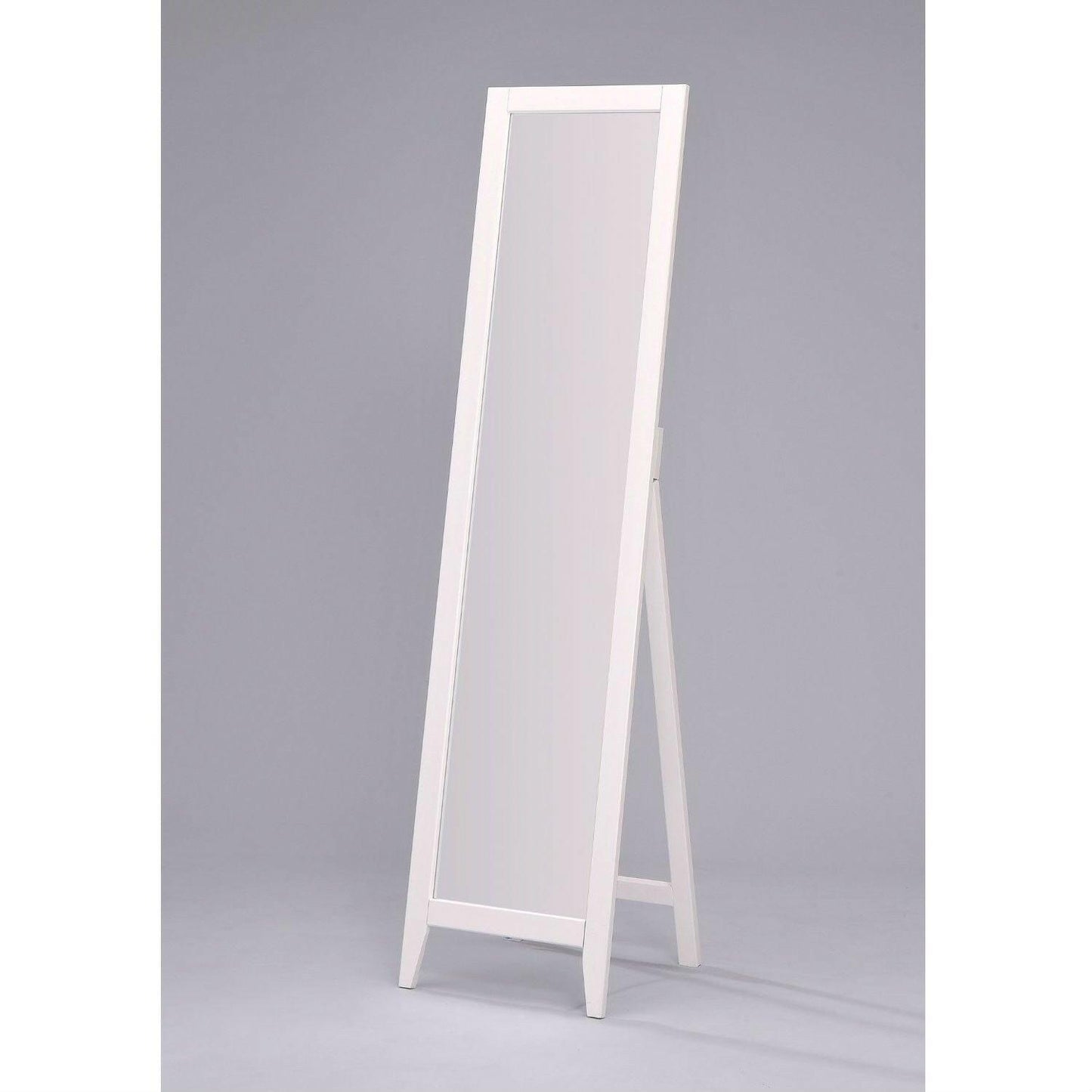 Contemporary Bedroom Floor Mirror in White Wood Finish - FurniFindUSA