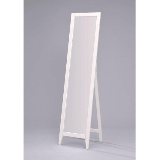 Contemporary Bedroom Floor Mirror in White Wood Finish - FurniFindUSA