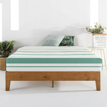 King Modern Classic Solid Wood Slat Platform Bed Frame in Natural Finish - FurniFindUSA
