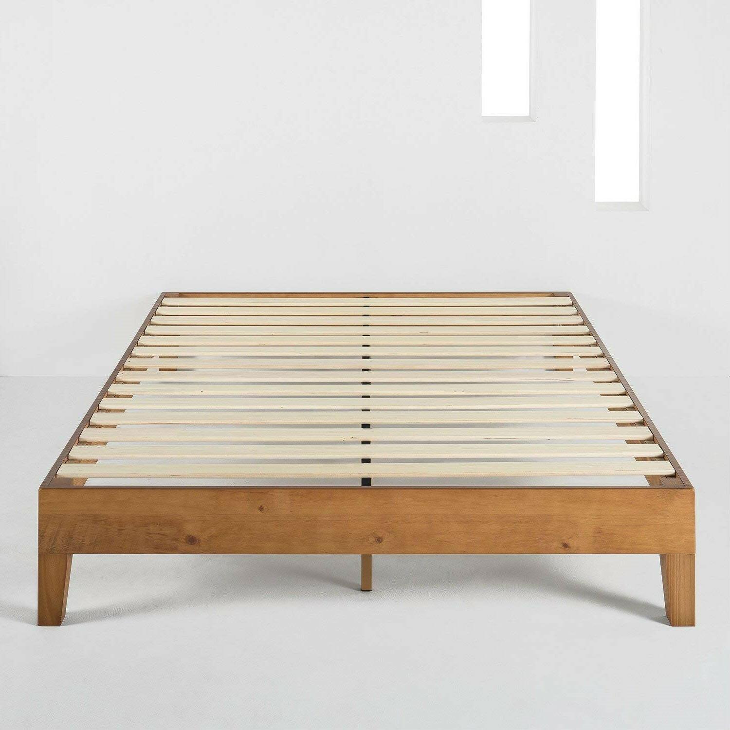 King Modern Classic Solid Wood Slat Platform Bed Frame in Natural Finish - FurniFindUSA