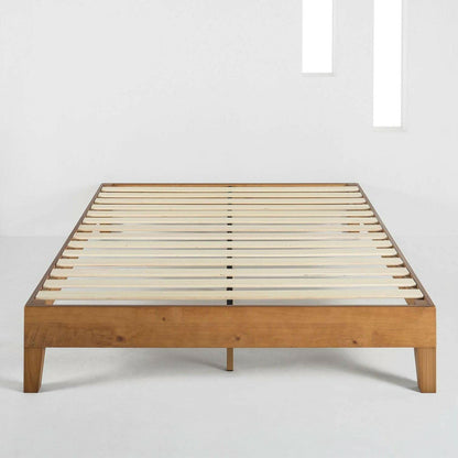 King Modern Classic Solid Wood Slat Platform Bed Frame in Natural Finish - FurniFindUSA