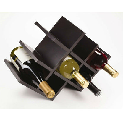 8-Bottle Mariposa Wine Rack Modern Design Dark Brown Finish - FurniFindUSA