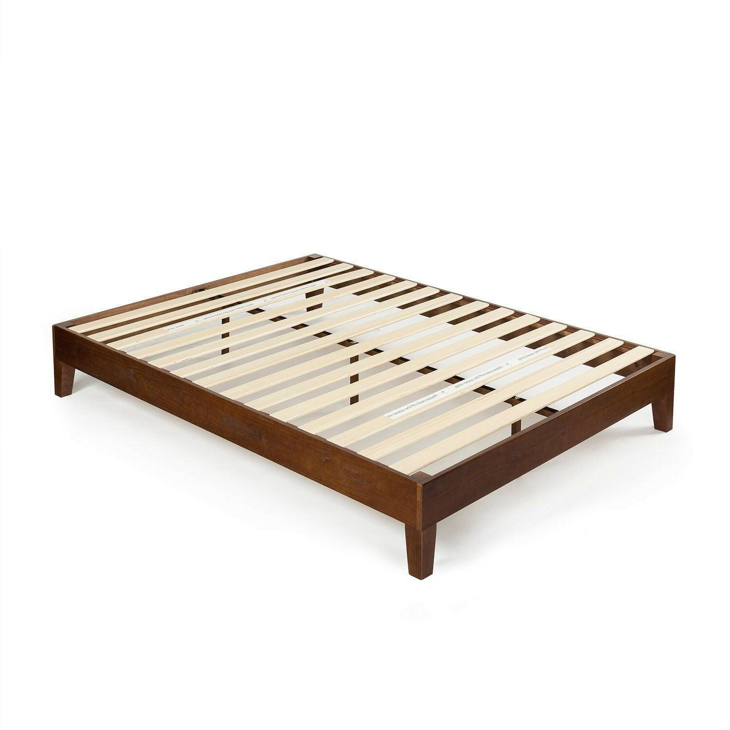 King size Low Profile Solid Wood Platform Bed Frame in Espresso Finish - FurniFindUSA