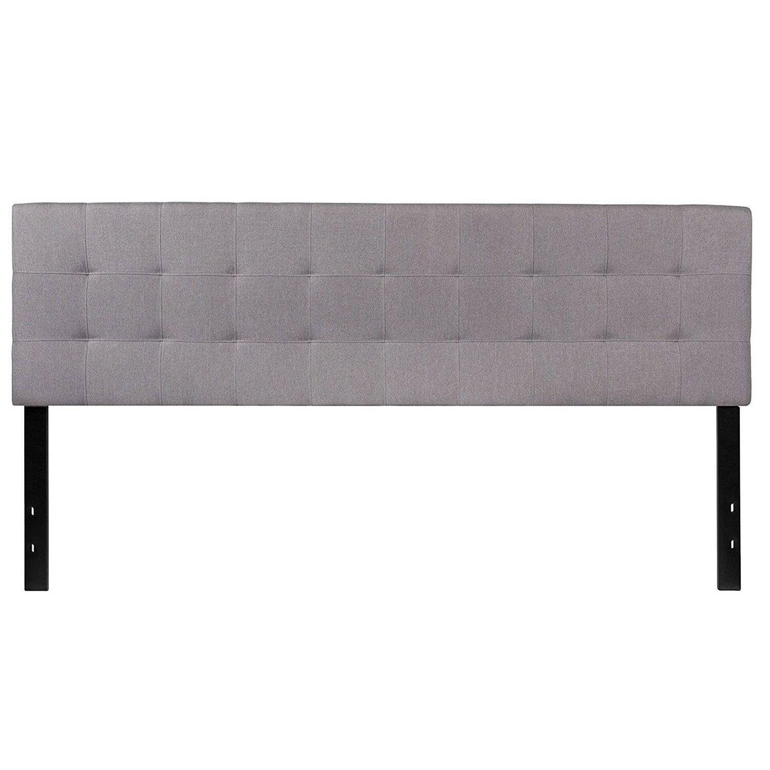 King size Modern Light Grey Fabric Upholstered Panel Headboard - FurniFindUSA