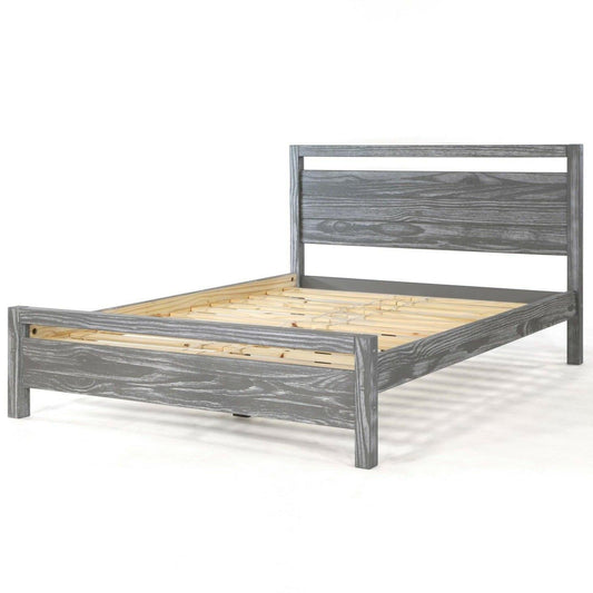 King Size FarmHouse Traditional Rustic Gray Platform Bed - FurniFindUSA