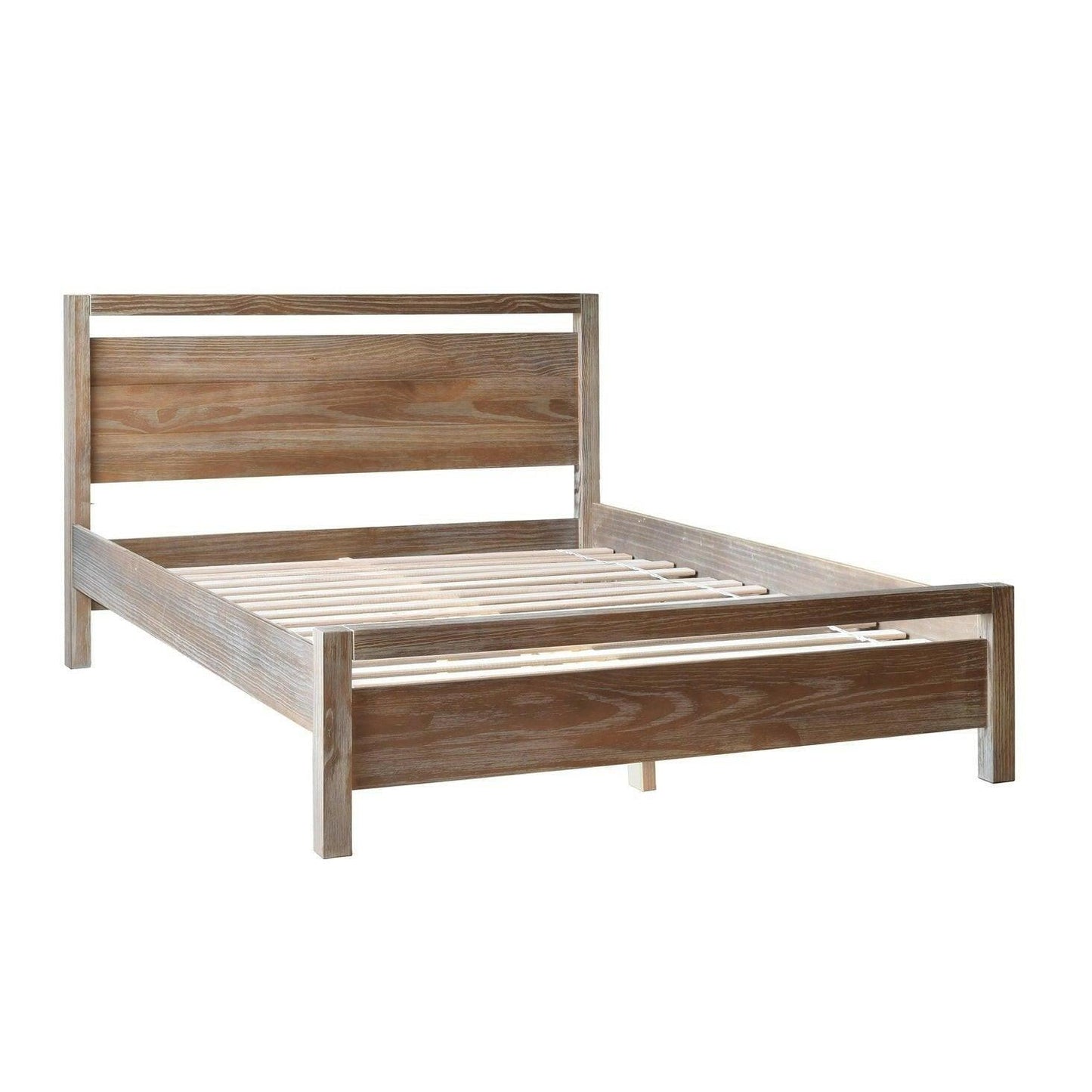 King Size FarmHouse Traditional Rustic Pine Platform Bed - FurniFindUSA