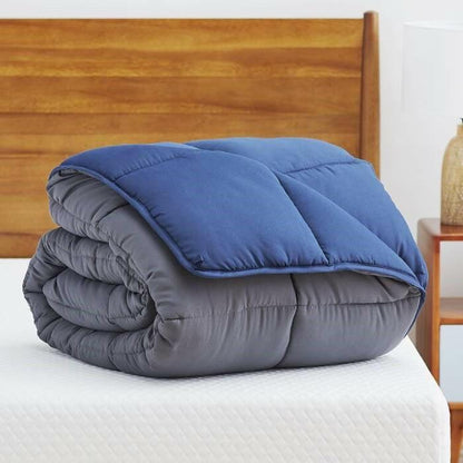 King All Seasons Grey/Navy Reversible Polyester Down Alternative Comforter - FurniFindUSA