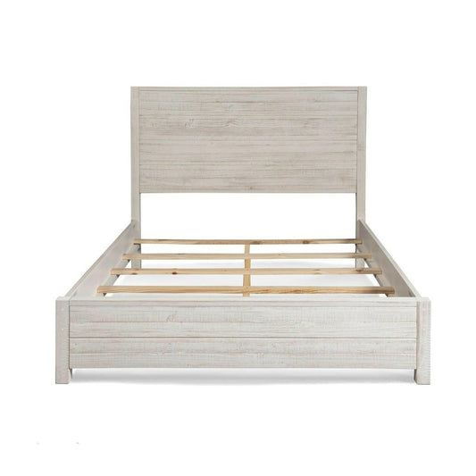 FarmHome Off White Solid Pine Platform Bed in King Size - FurniFindUSA