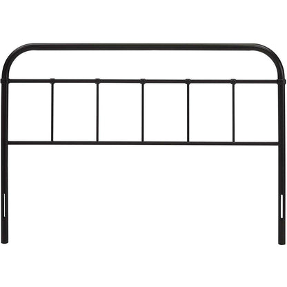 King size Vintage Dark Brown Metal Headboard with Rounded Corners - FurniFindUSA