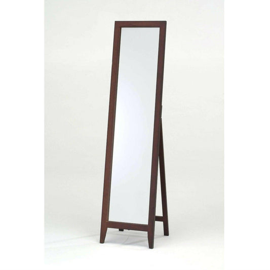 Contemporary Solid Wood Floor Mirror in Walnut Finish - FurniFindUSA