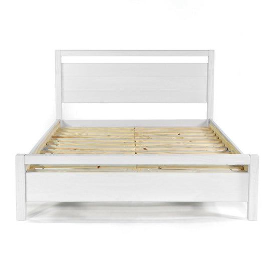 King Size FarmHouse Traditional Rustic White Platform Bed - FurniFindUSA