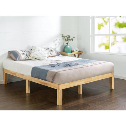 King size Solid Wood Platform Bed Frame in Natural Finish - FurniFindUSA