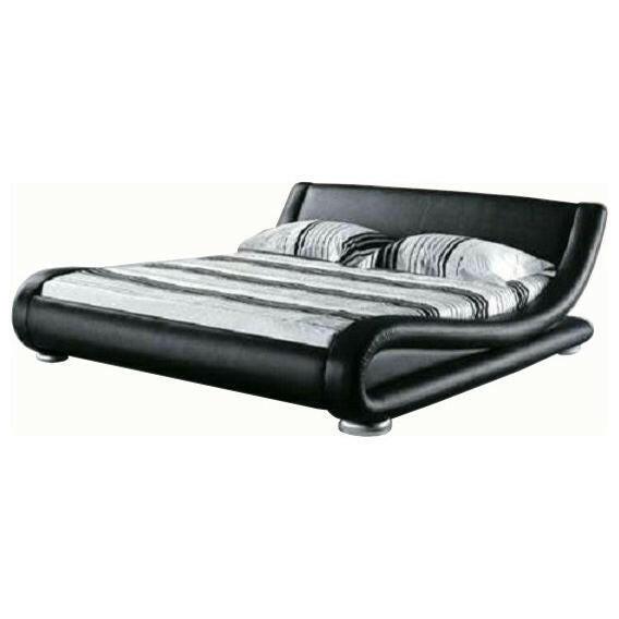 California King Modern Black Faux Leather Upholstered Platform Bed - FurniFindUSA