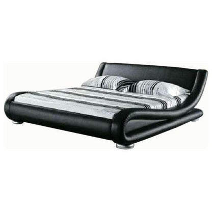 California King Modern Black Faux Leather Upholstered Platform Bed - FurniFindUSA