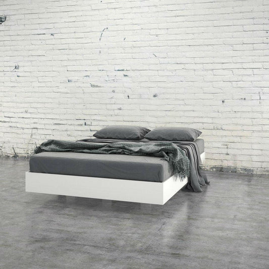 Modern Floating Style White Platform Bed Frame in Full Size - FurniFindUSA